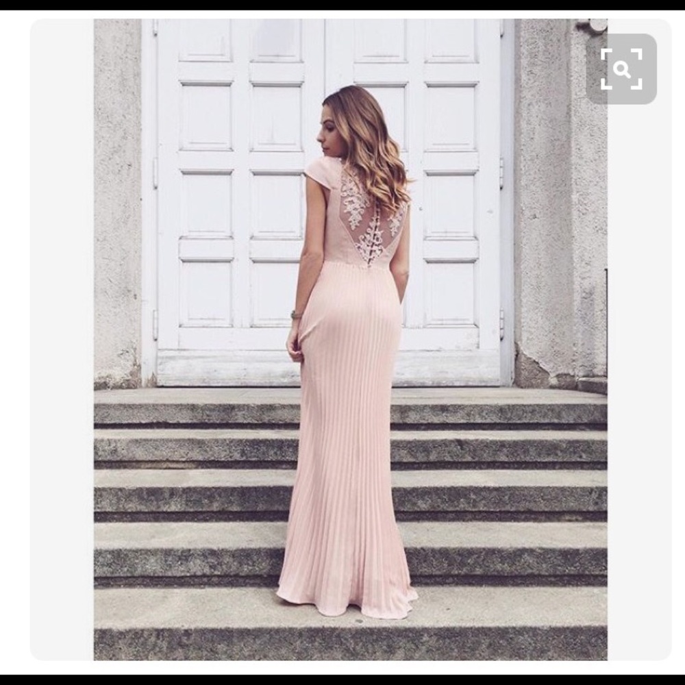 Blush Back Lace Pleated Dress size 14